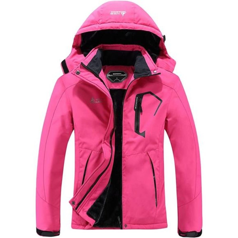 Women's Waterproof Ski Jacket Warm Winter Snow Coat Windbreaker, Rose Red